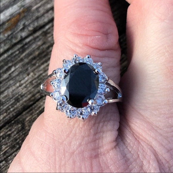 Black Spinel Zirconia Silver Ring! NEW! - Picture 4 of 9
